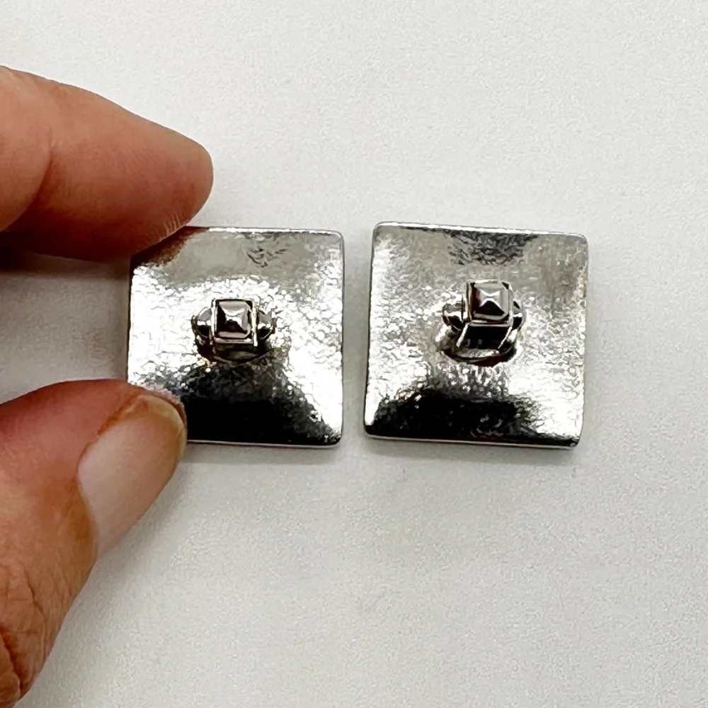 Vintage Anson Golfer Silver Toned Square Cufflinks